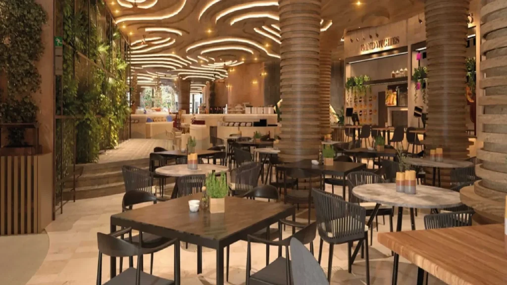 Interior of Avida Market food hall in Marina Vallarta, Puerto Vallarta.