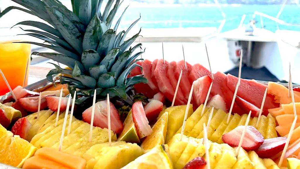 Fresh fruit platter for continental breakfast yacht charter add-on in Puerto Vallarta