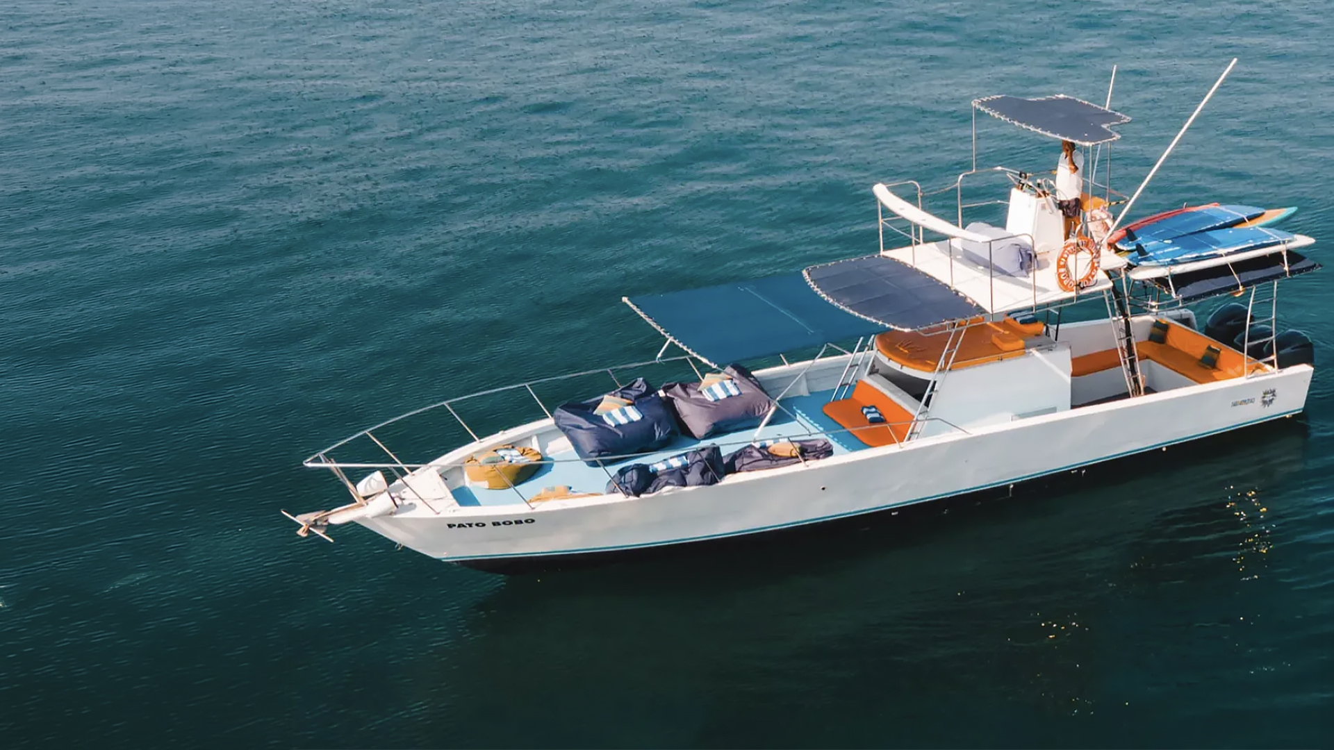 45-foot open-deck party boat charter based at Marina Vallarta in Puerto Vallarta